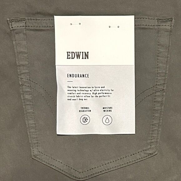 EDWIN Jeans Men's Size 31 Sage Green Maddox Endurance Slim Fit Stretch Mid Rise - Picture 3 of 6
